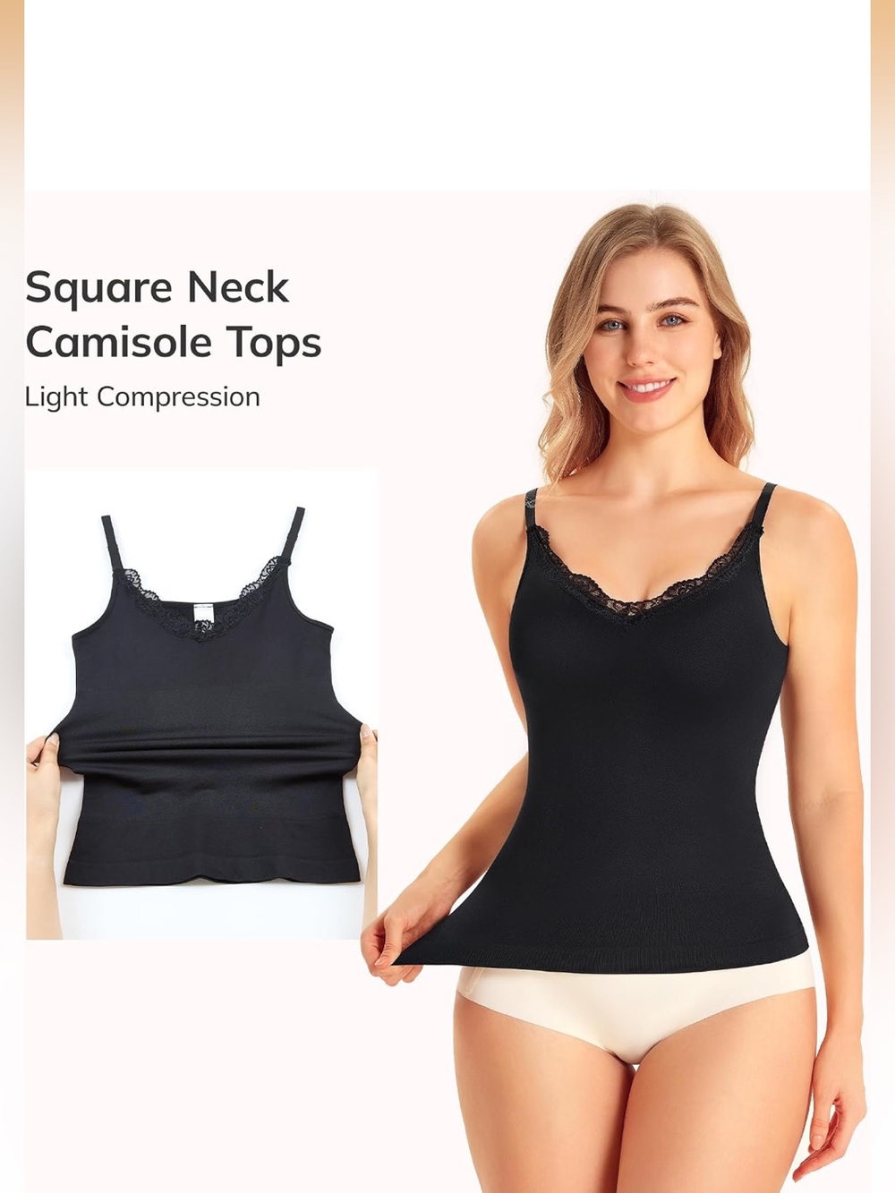 Compression Tank for Women Shapewear Tummy Control Lace Camisole Top - Size S